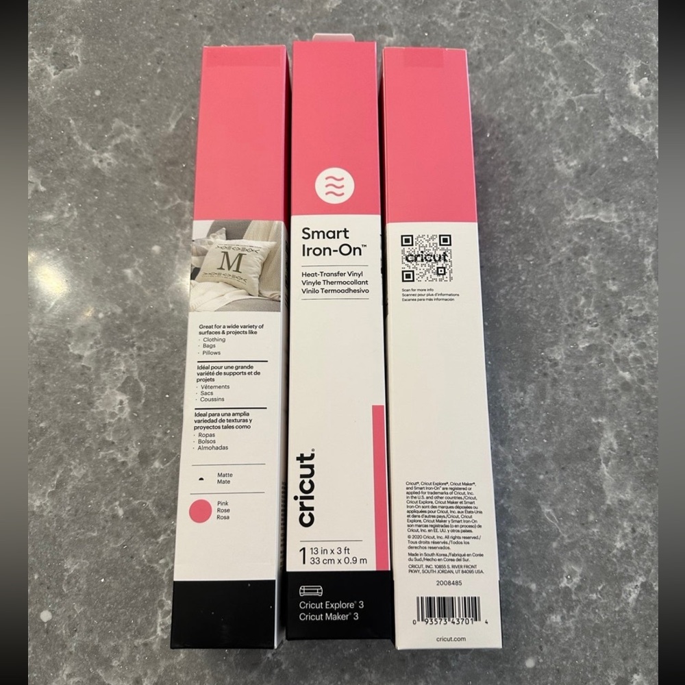 3 rolls of pink smart htv for Cricut maker crafting shirt making